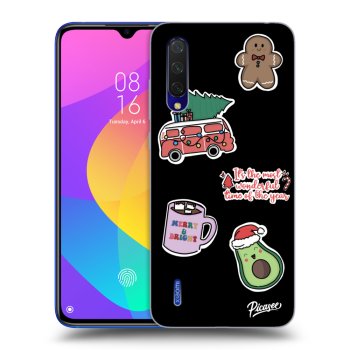 Picasee Μαύρη θήκη σιλικόνης για Xiaomi Mi 9 Lite - Christmas Stickers