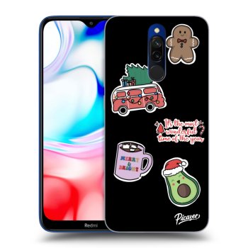 Picasee Μαύρη θήκη σιλικόνης για Xiaomi Redmi 8 - Christmas Stickers
