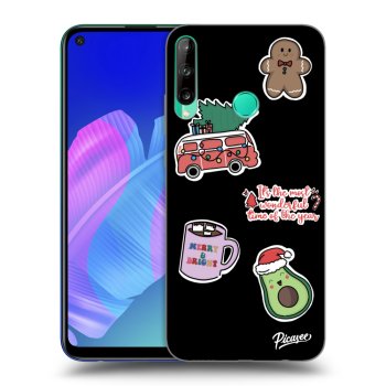 Picasee Μαύρη θήκη σιλικόνης για Huawei P40 Lite E - Christmas Stickers