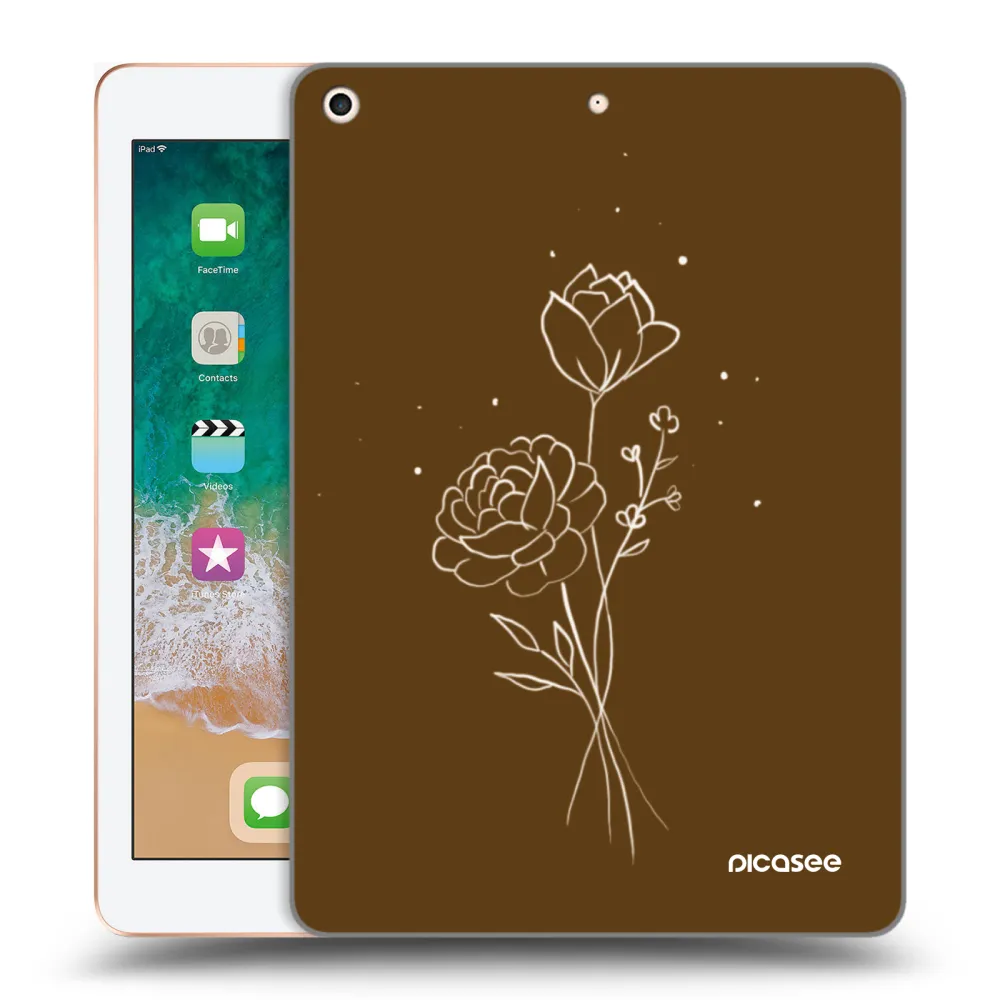 Picasee διαφανής θήκη σιλικόνης Apple iPad 9.7" 2018 (6. gen) - Brown flowers