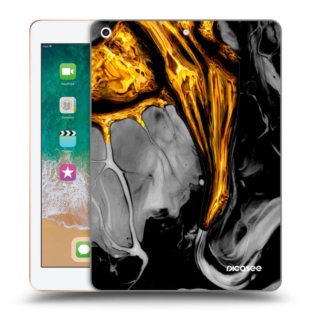 Picasee διαφανής θήκη σιλικόνης Apple iPad 9.7" 2018 (6. gen) - Black Gold