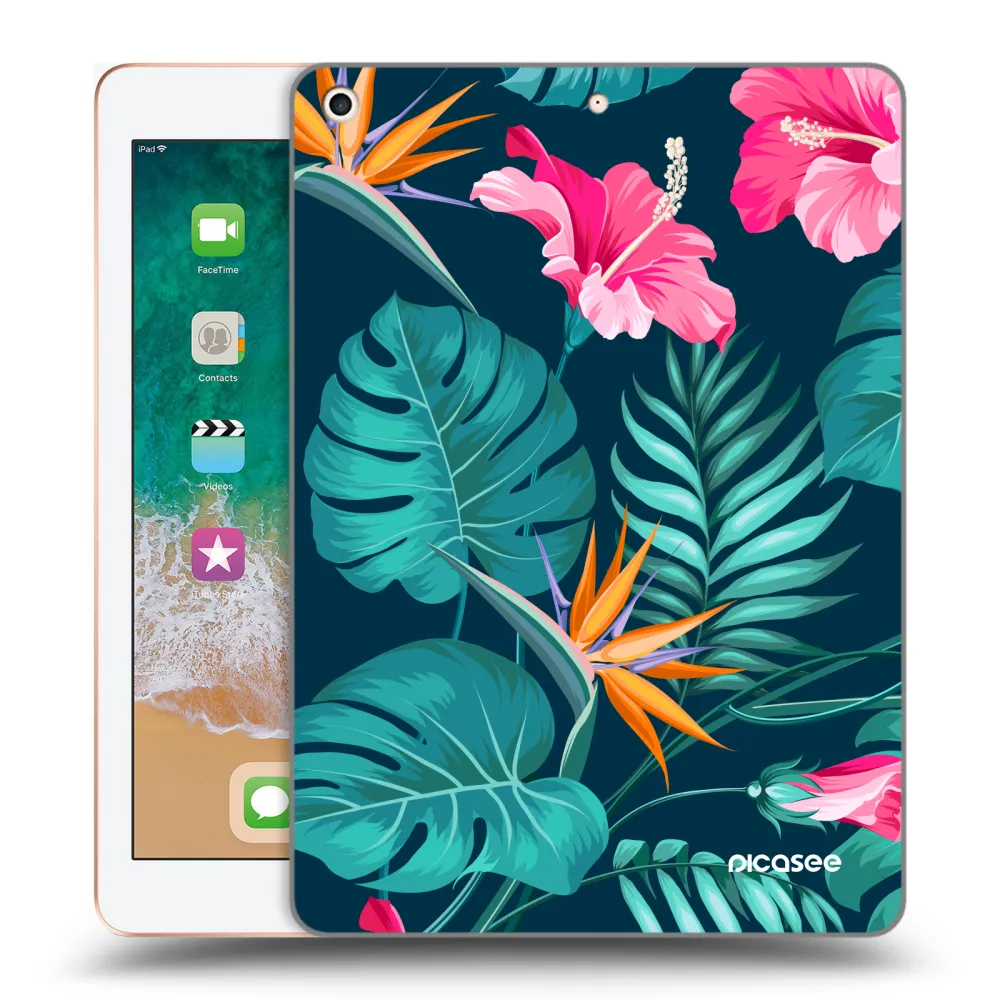 Picasee διαφανής θήκη σιλικόνης Apple iPad 9.7" 2018 (6. gen) - Pink Monstera