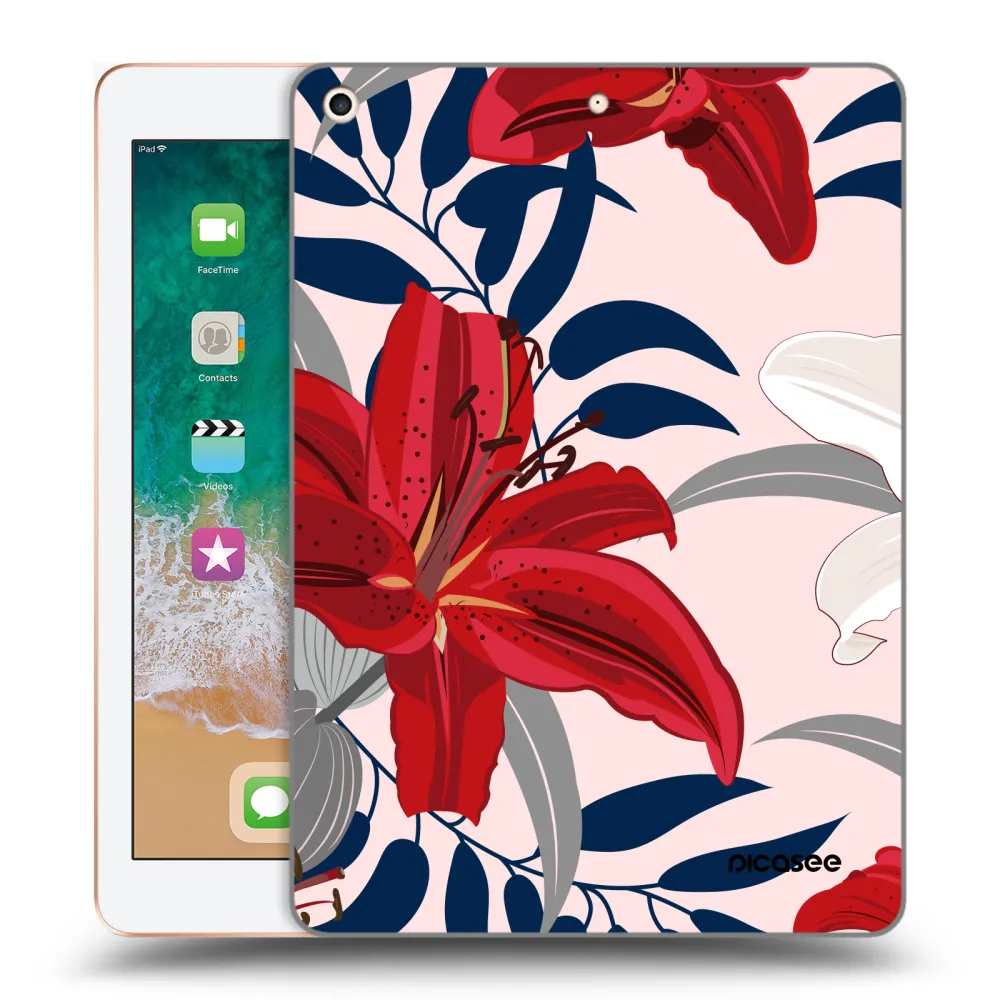 Picasee διαφανής θήκη σιλικόνης Apple iPad 9.7" 2018 (6. gen) - Red Lily
