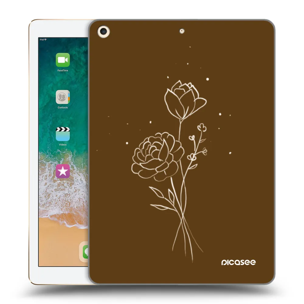 Picasee διαφανής θήκη σιλικόνης Apple iPad 9.7" 2017 (5. gen) - Brown flowers
