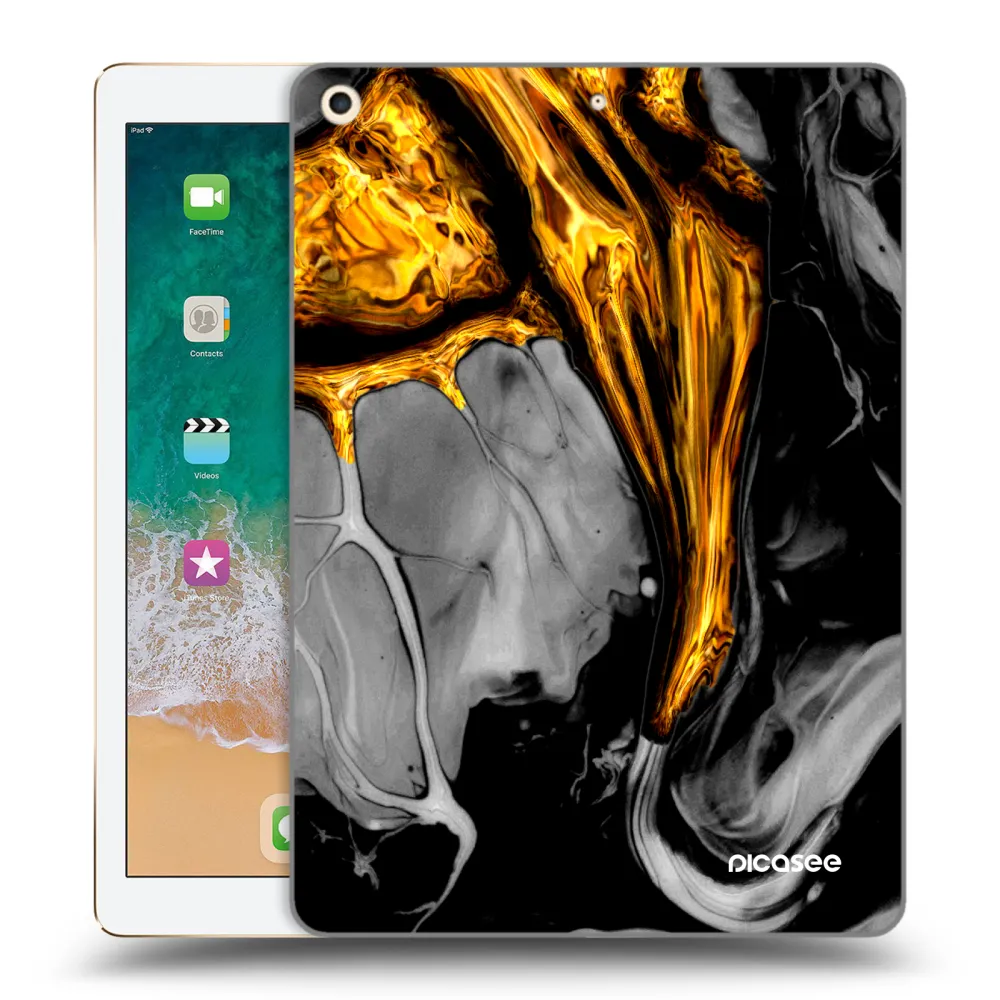 Picasee διαφανής θήκη σιλικόνης Apple iPad 9.7" 2017 (5. gen) - Black Gold