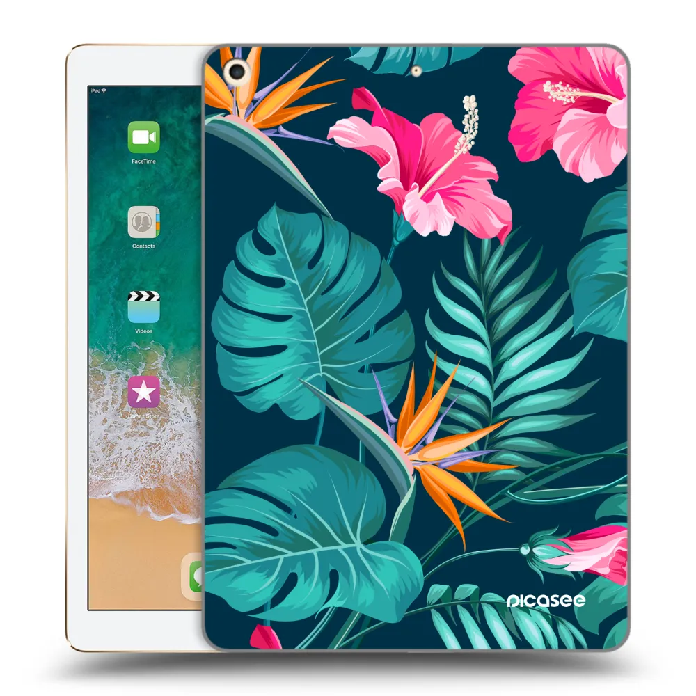 Picasee διαφανής θήκη σιλικόνης Apple iPad 9.7" 2017 (5. gen) - Pink Monstera