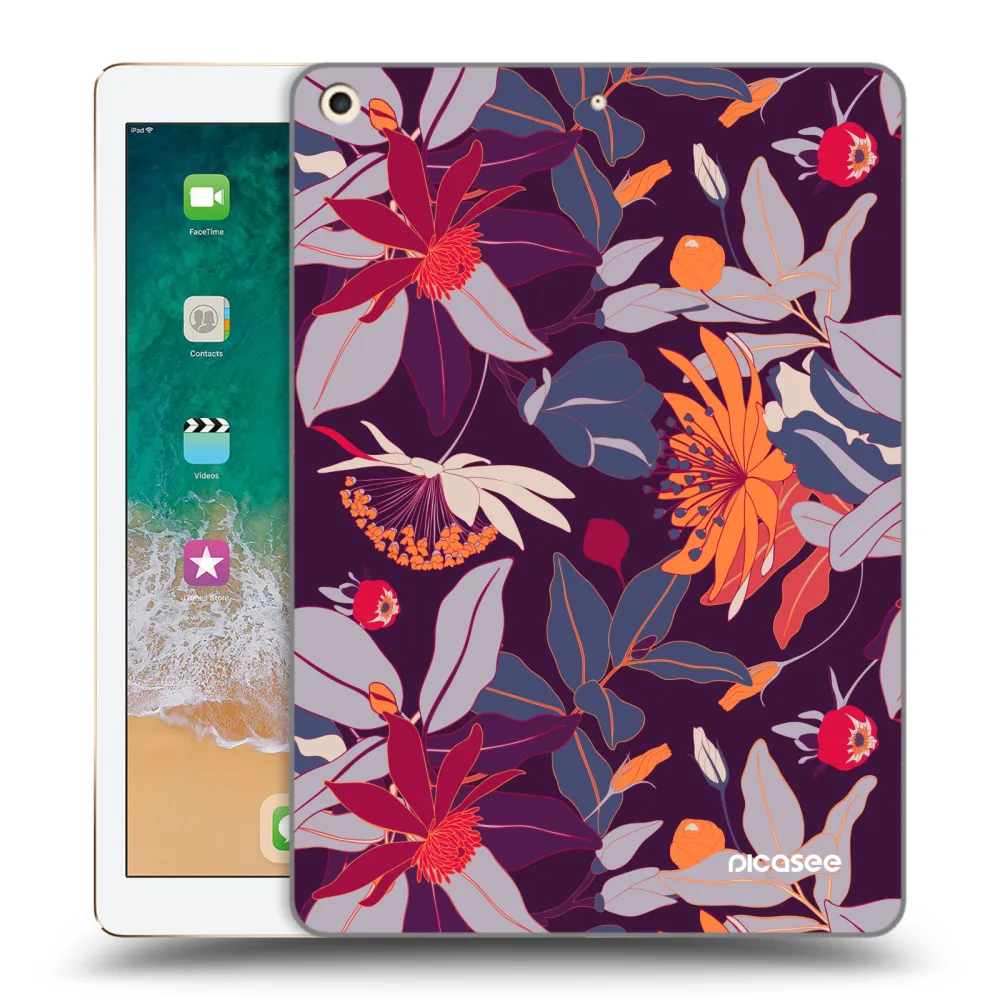 Picasee διαφανής θήκη σιλικόνης Apple iPad 9.7" 2017 (5. gen) - Purple Leaf