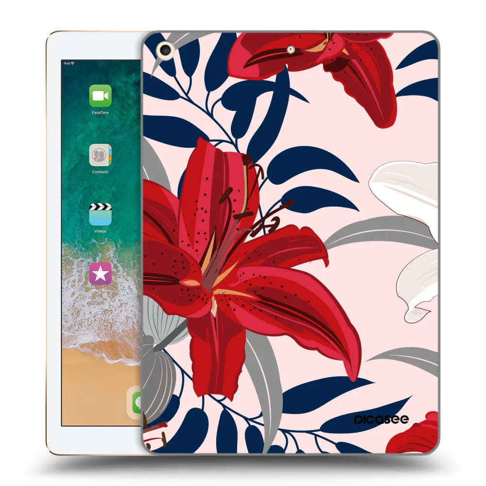 Picasee διαφανής θήκη σιλικόνης Apple iPad 9.7" 2017 (5. gen) - Red Lily