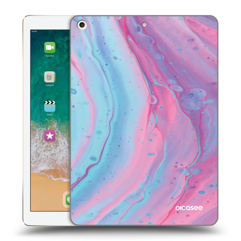 Picasee διαφανής θήκη σιλικόνης Apple iPad 9.7" 2017 (5. gen) - Pink liquid