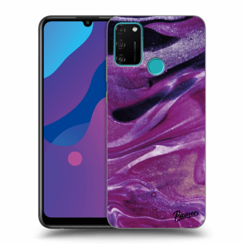 Picasee Μαύρη θήκη σιλικόνης για Honor 9A - Purple glitter