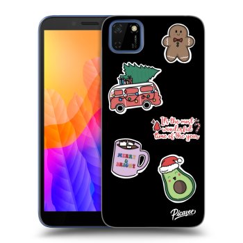Picasee Μαύρη θήκη σιλικόνης για Huawei Y5P - Christmas Stickers