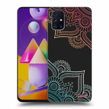 Picasee Μαύρη θήκη σιλικόνης για Samsung Galaxy M31s - Flowers pattern