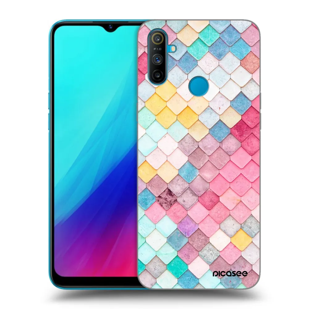 Picasee Μαύρη θήκη σιλικόνης για Realme C3 - Colorful roof