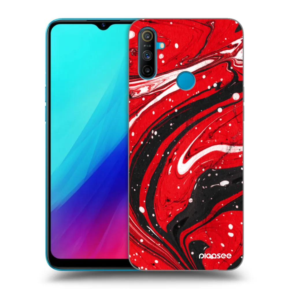 Picasee Μαύρη θήκη σιλικόνης για Realme C3 - Red black