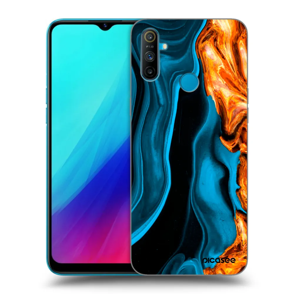 Picasee Μαύρη θήκη σιλικόνης για Realme C3 - Gold blue