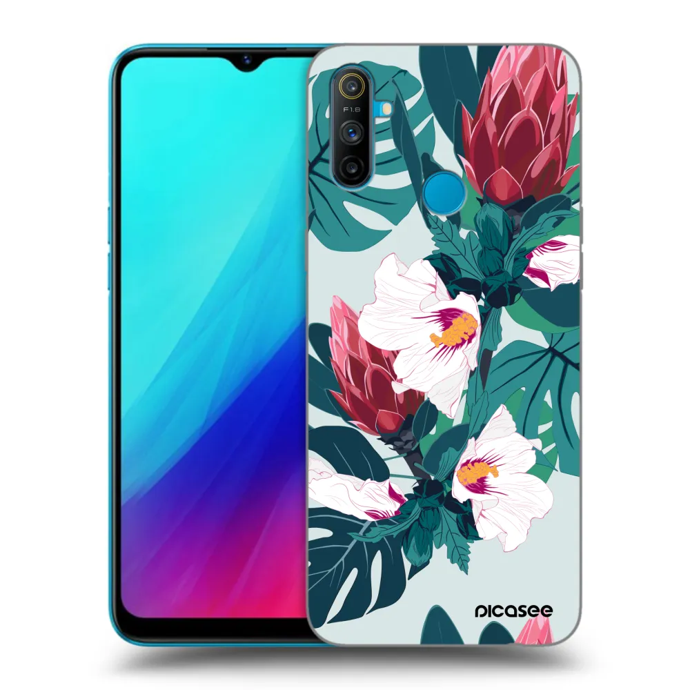 Picasee Μαύρη θήκη σιλικόνης για Realme C3 - Rhododendron