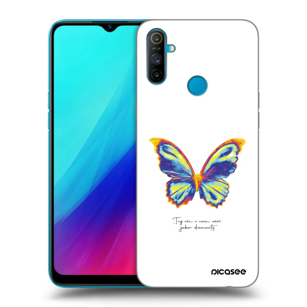 Picasee Μαύρη θήκη σιλικόνης για Realme C3 - Diamanty White