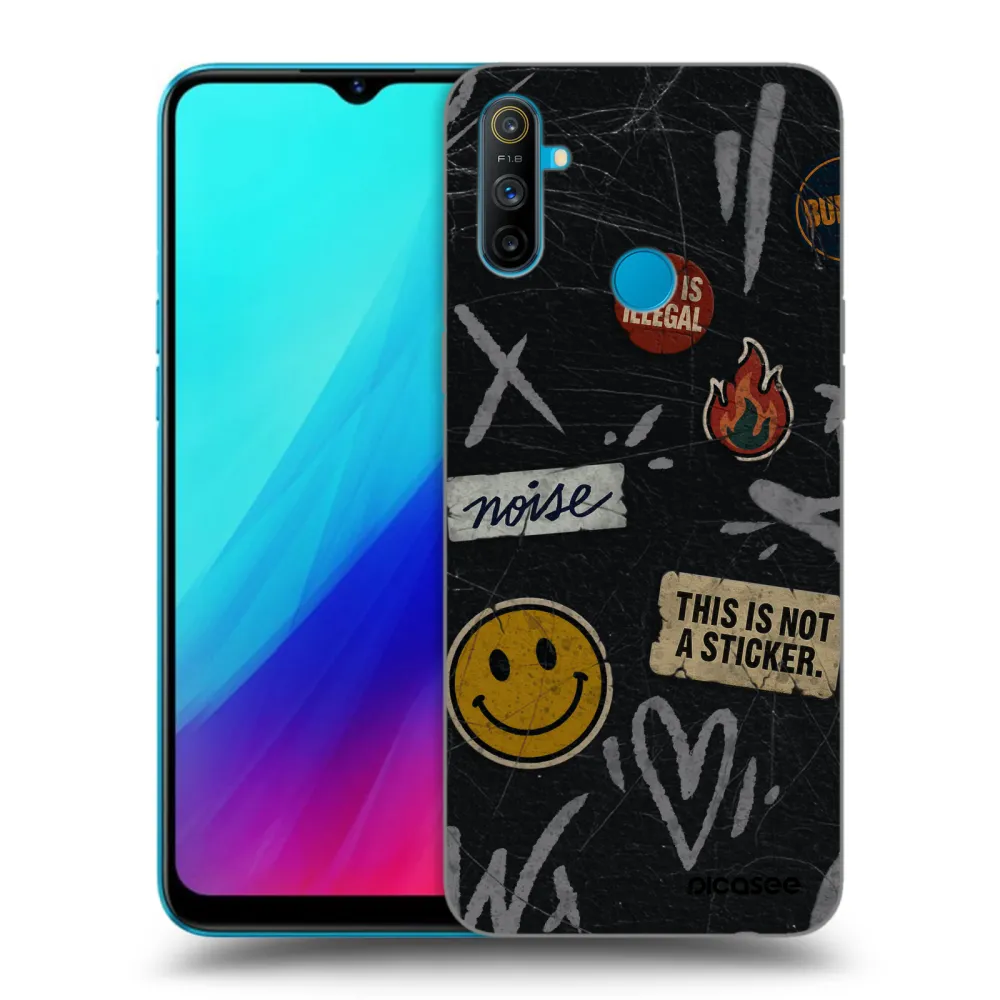 Picasee Μαύρη θήκη σιλικόνης για Realme C3 - STICKERS x TAGS