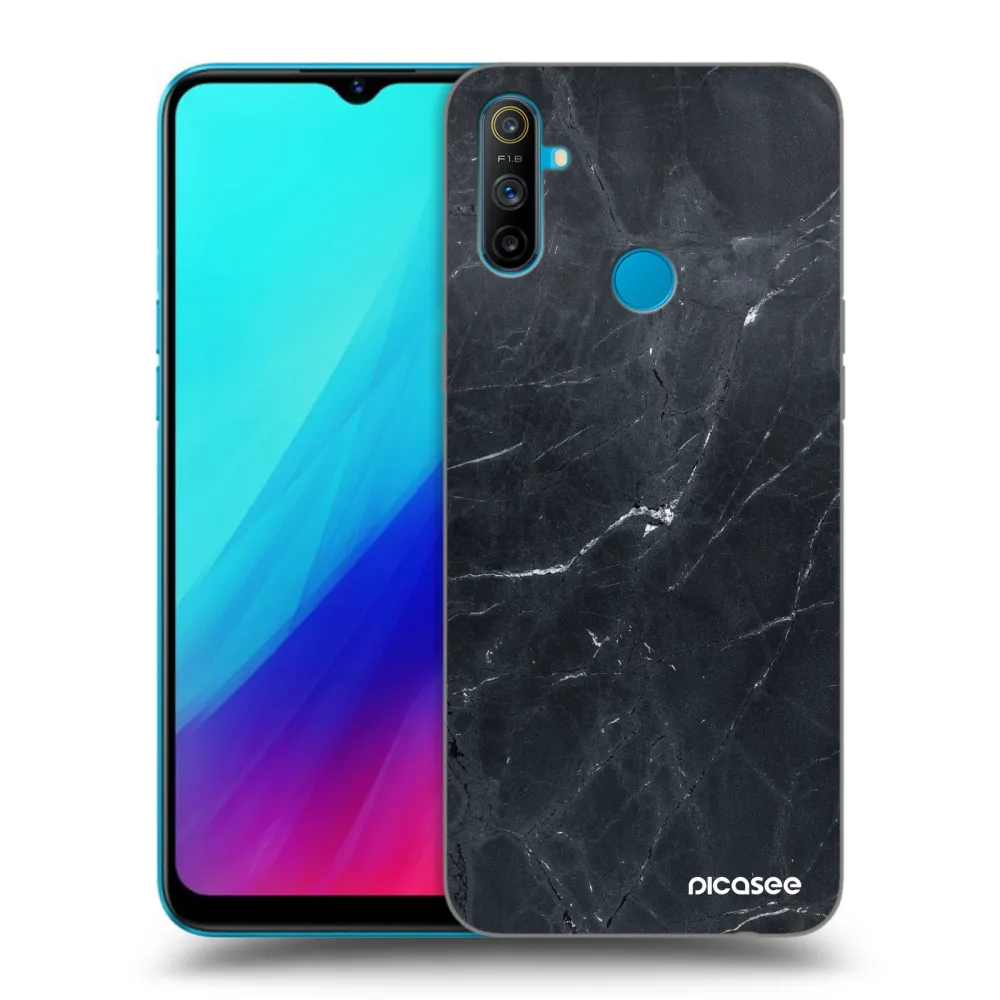 Picasee Μαύρη θήκη σιλικόνης για Realme C3 - Black marble