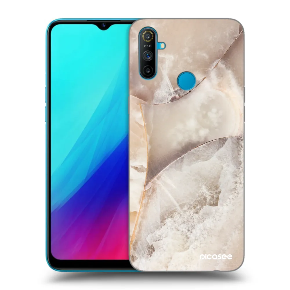 Picasee Μαύρη θήκη σιλικόνης για Realme C3 - Cream marble