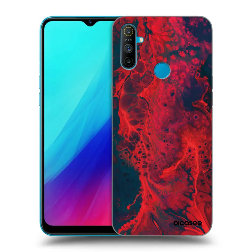 Picasee Μαύρη θήκη σιλικόνης για Realme C3 - Organic red