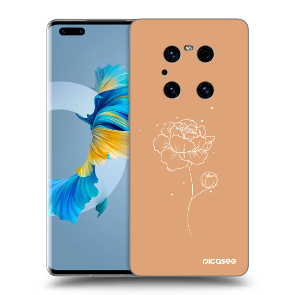 Picasee Μαύρη θήκη σιλικόνης για Huawei Mate 40 Pro - Peonies