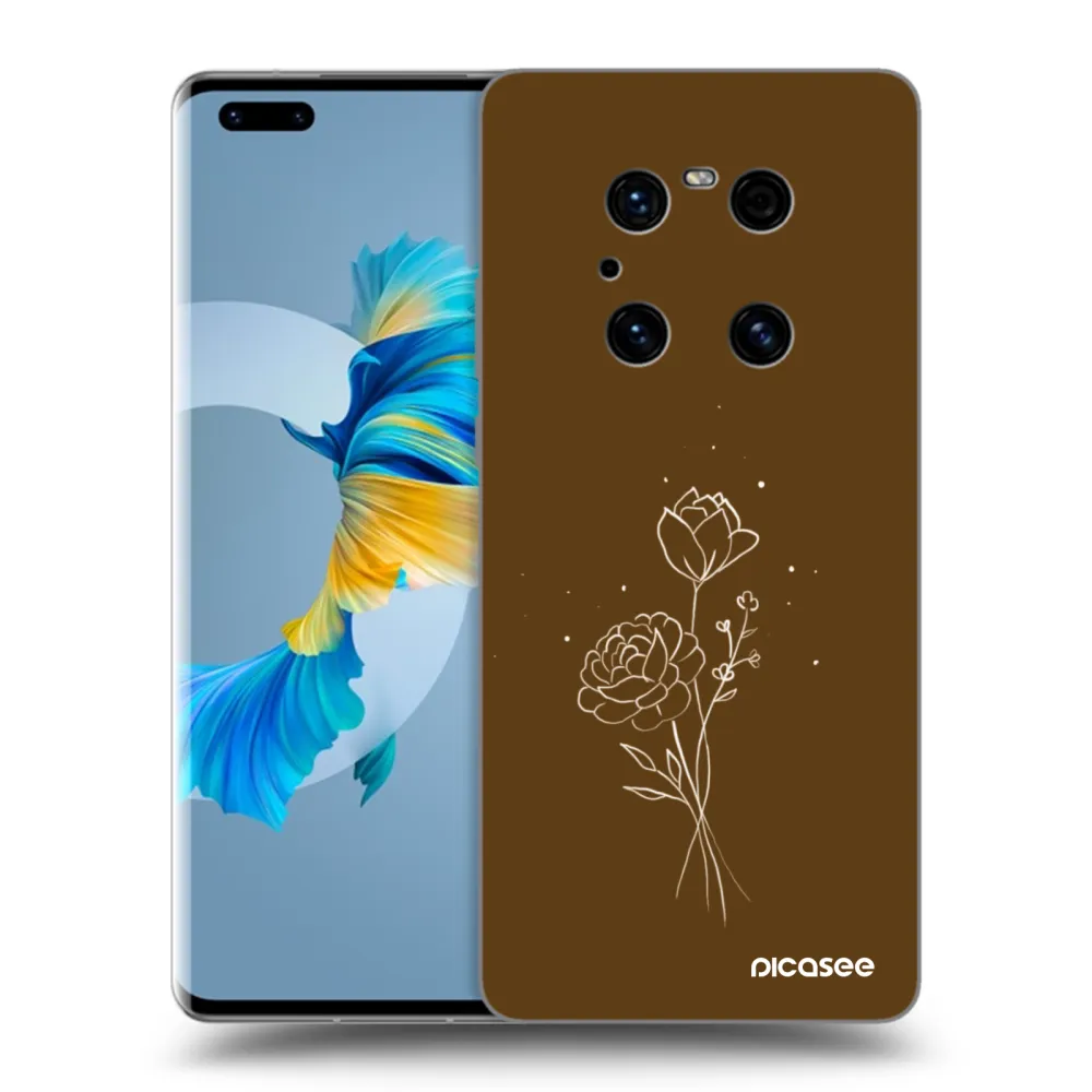 Picasee Μαύρη θήκη σιλικόνης για Huawei Mate 40 Pro - Brown flowers