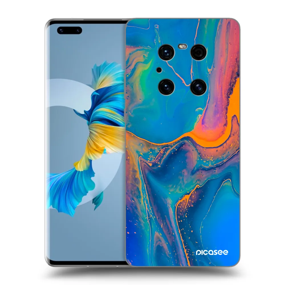 Picasee Μαύρη θήκη σιλικόνης για Huawei Mate 40 Pro - Rainbow