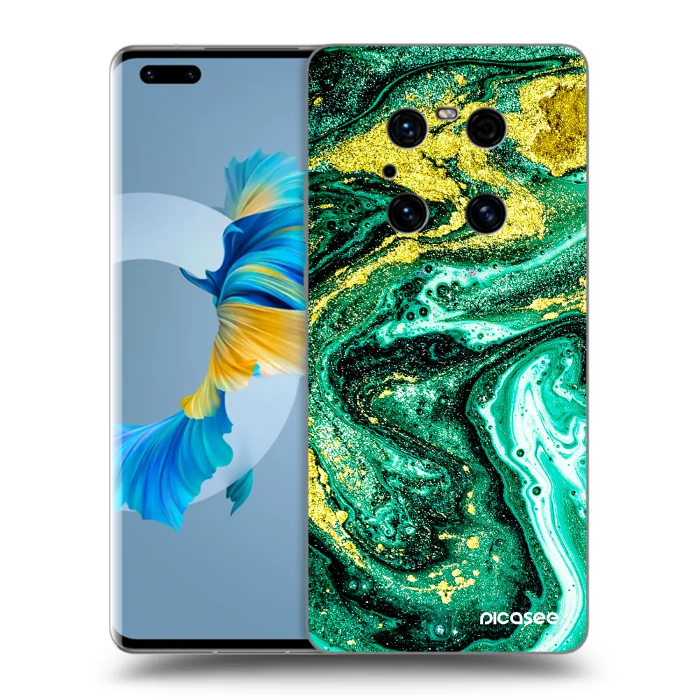 Picasee Μαύρη θήκη σιλικόνης για Huawei Mate 40 Pro - Green Gold