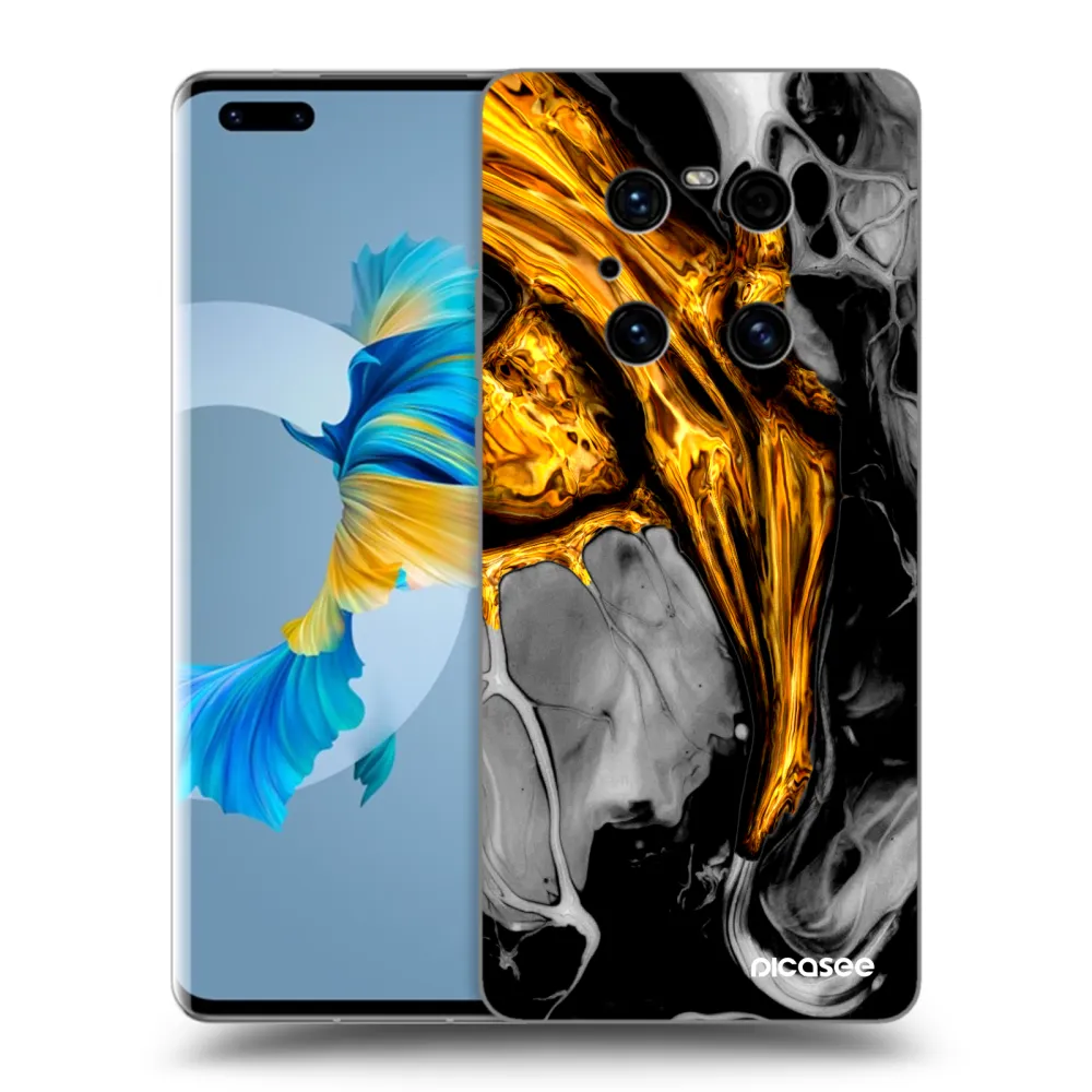 Picasee Μαύρη θήκη σιλικόνης για Huawei Mate 40 Pro - Black Gold