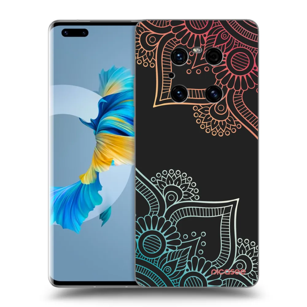 Picasee Μαύρη θήκη σιλικόνης για Huawei Mate 40 Pro - Flowers pattern