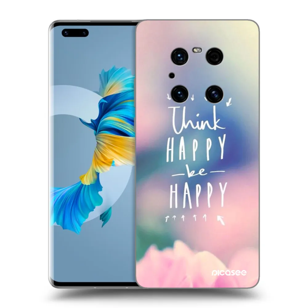 Picasee Μαύρη θήκη σιλικόνης για Huawei Mate 40 Pro - Think happy be happy