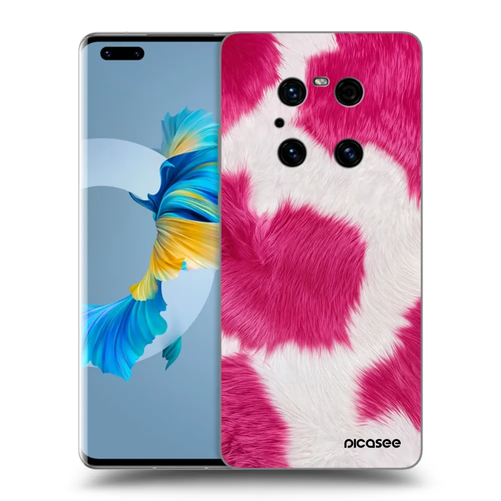 Picasee Μαύρη θήκη σιλικόνης για Huawei Mate 40 Pro - Pink Moo