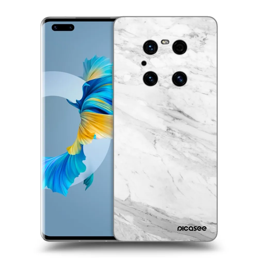 Picasee Μαύρη θήκη σιλικόνης για Huawei Mate 40 Pro - White marble