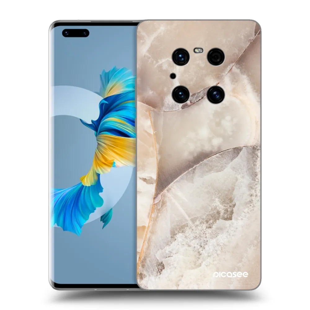 Picasee Μαύρη θήκη σιλικόνης για Huawei Mate 40 Pro - Cream marble