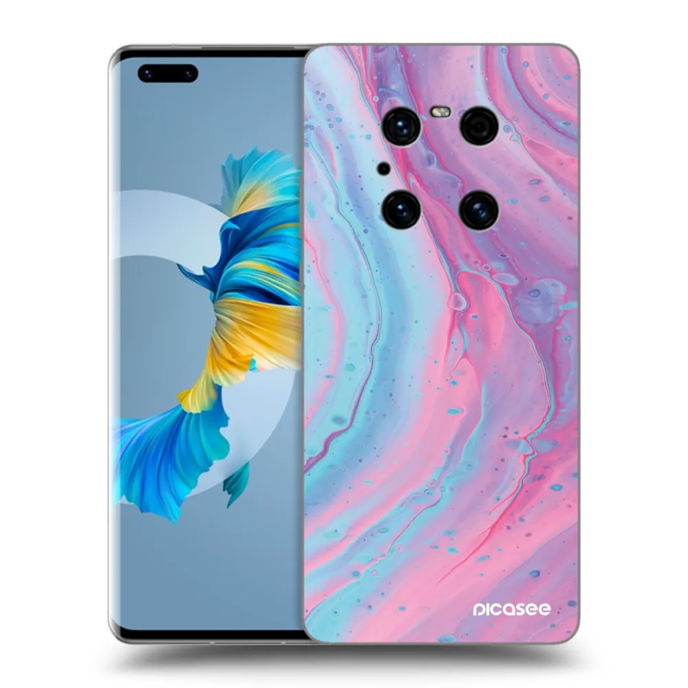 Picasee Μαύρη θήκη σιλικόνης για Huawei Mate 40 Pro - Pink liquid