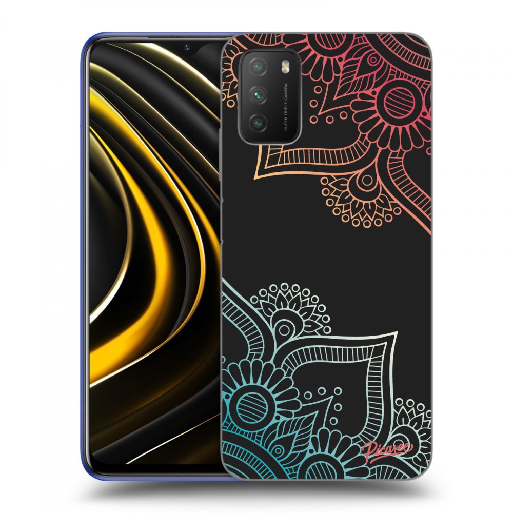Picasee Μαύρη θήκη σιλικόνης για Xiaomi Poco M3 - Flowers pattern