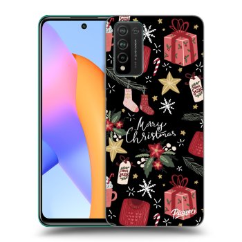 Picasee Μαύρη θήκη σιλικόνης για Honor 10X Lite - Christmas