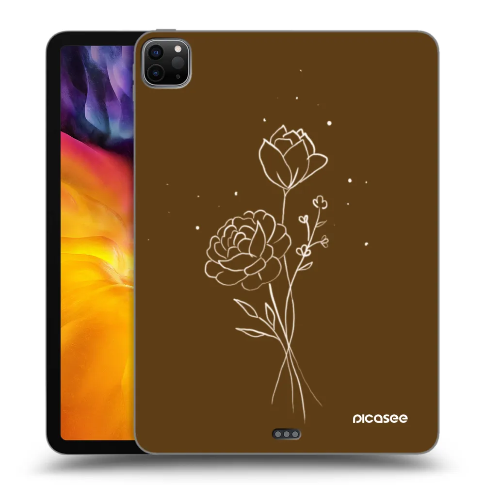 Picasee Μαύρη θήκη σιλικόνης για Apple iPad Pro 11" 2020 (2.gen) - Brown flowers