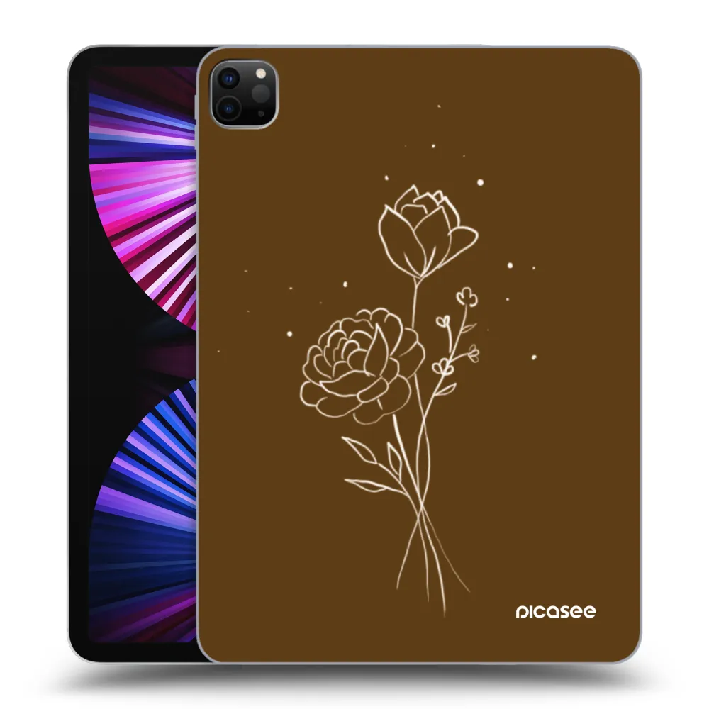 Picasee Μαύρη θήκη σιλικόνης για Apple iPad Pro 11" 2021 (3.gen) - Brown flowers