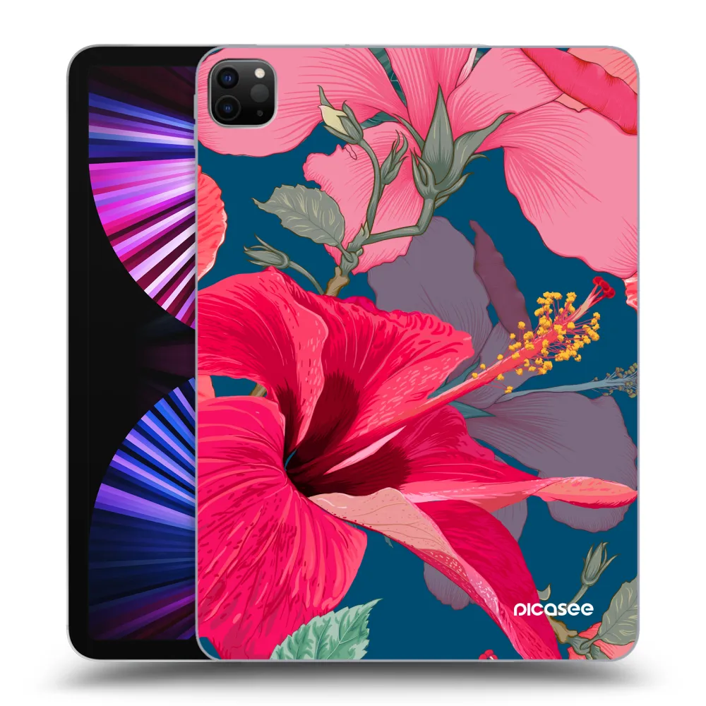 Picasee Μαύρη θήκη σιλικόνης για Apple iPad Pro 11" 2021 (3.gen) - Hibiscus