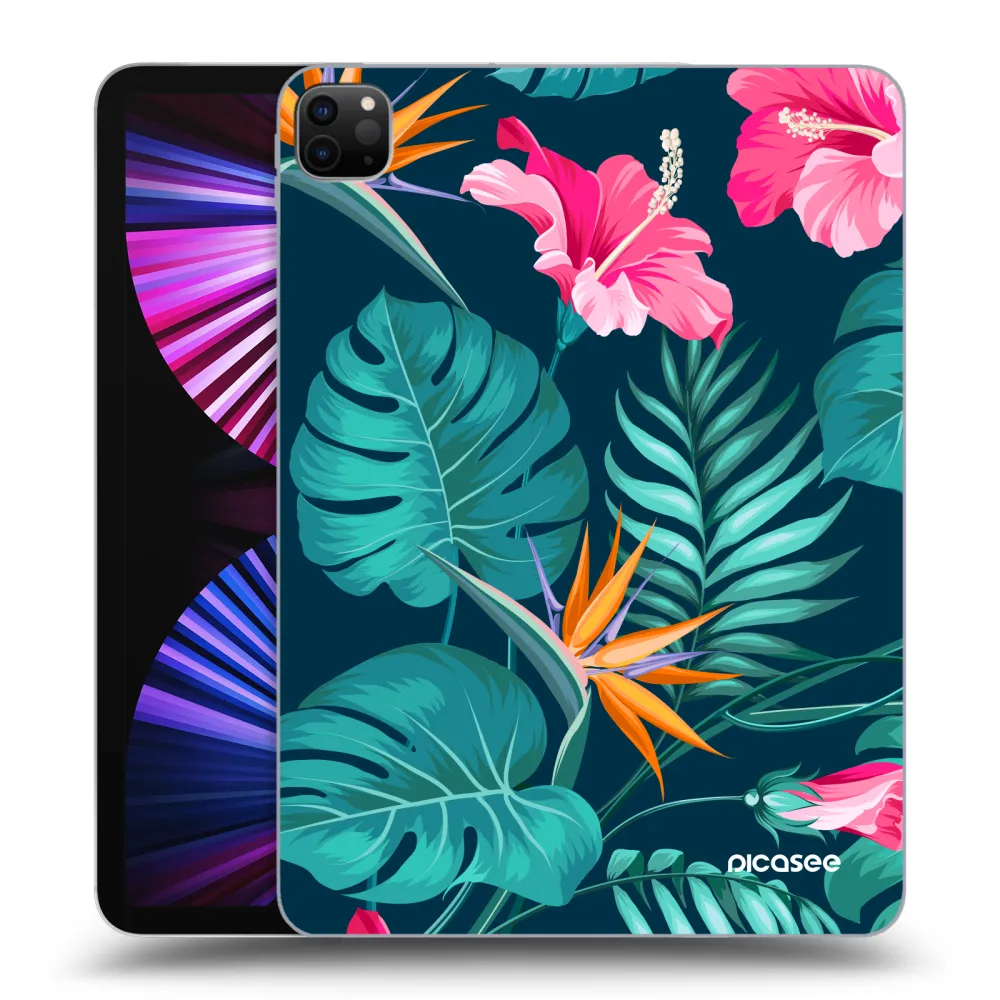 Picasee Μαύρη θήκη σιλικόνης για Apple iPad Pro 11" 2021 (3.gen) - Pink Monstera