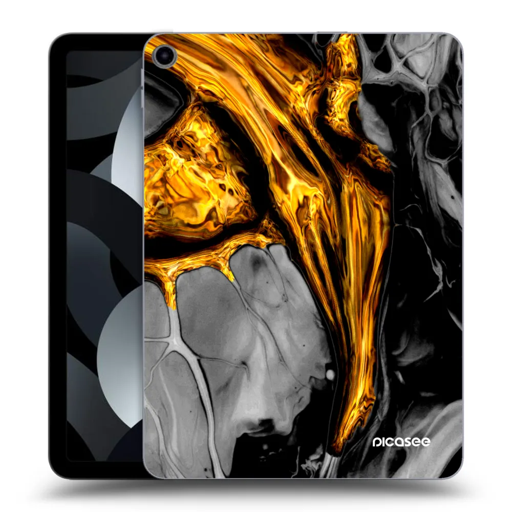 Picasee διαφανής θήκη σιλικόνης Apple iPad Air 5 10.9" 2022 - Black Gold