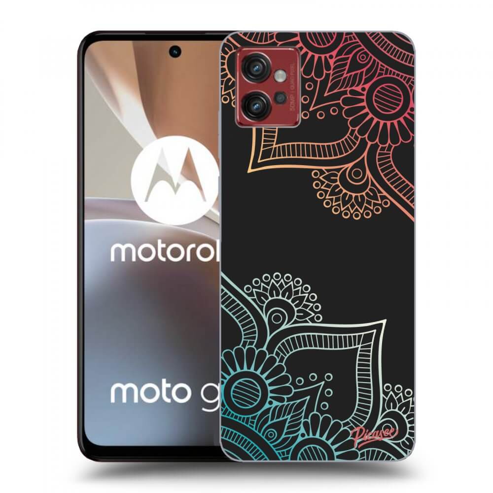 Picasee Μαύρη θήκη σιλικόνης για Motorola Moto G32 - Flowers pattern