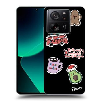 Picasee Μαύρη θήκη σιλικόνης για Xiaomi 13T Pro - Christmas Stickers