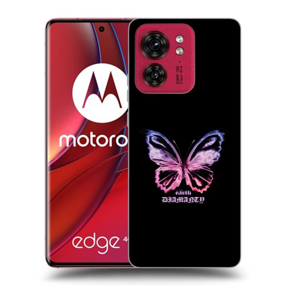 Picasee Μαύρη θήκη σιλικόνης για Motorola Edge 40 - Diamanty Purple