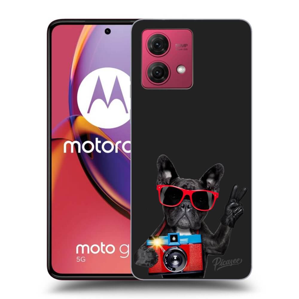 Picasee Μαύρη θήκη σιλικόνης για Motorola Moto G84 5G - French Bulldog