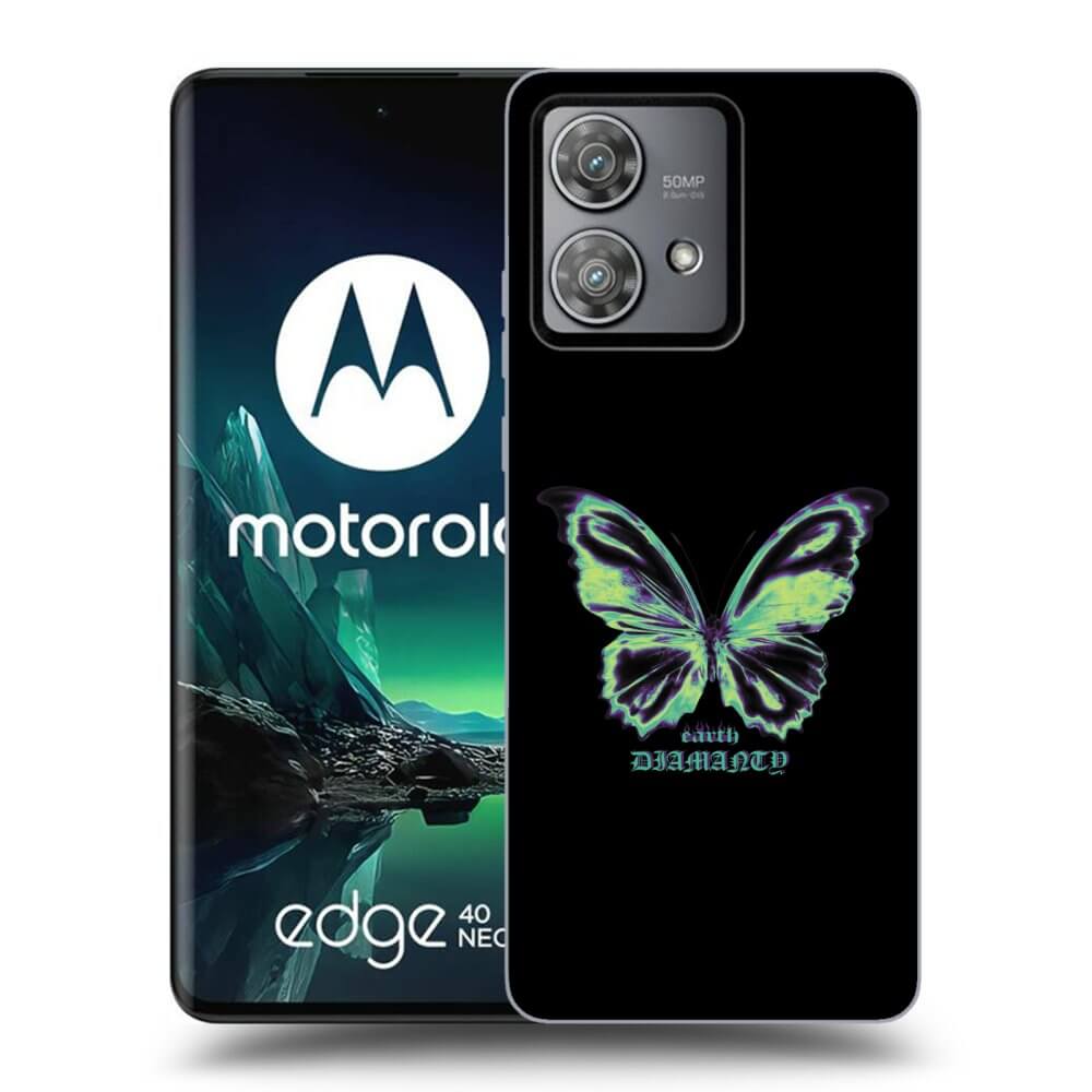 Picasee Μαύρη θήκη σιλικόνης για Motorola Edge 40 Neo - Diamanty Blue