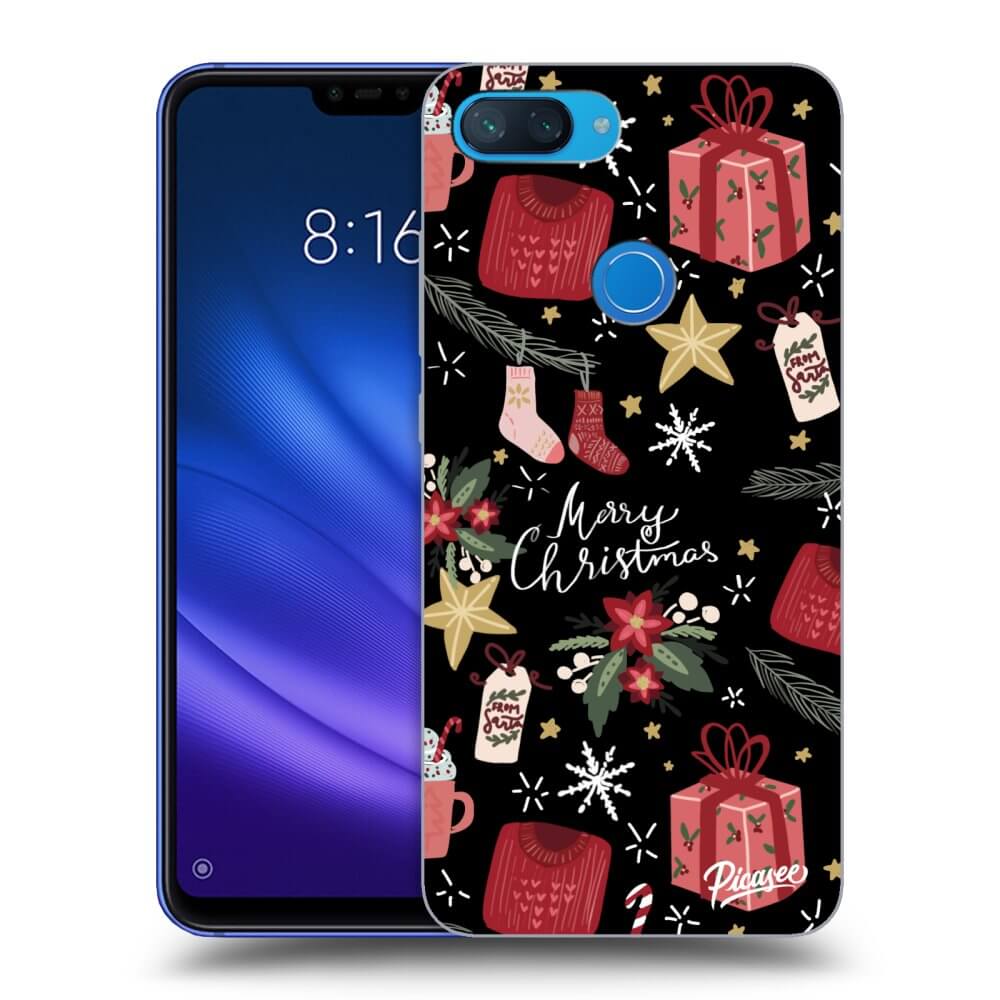 Picasee Μαύρη θήκη σιλικόνης για Xiaomi Mi 8 Lite - Christmas