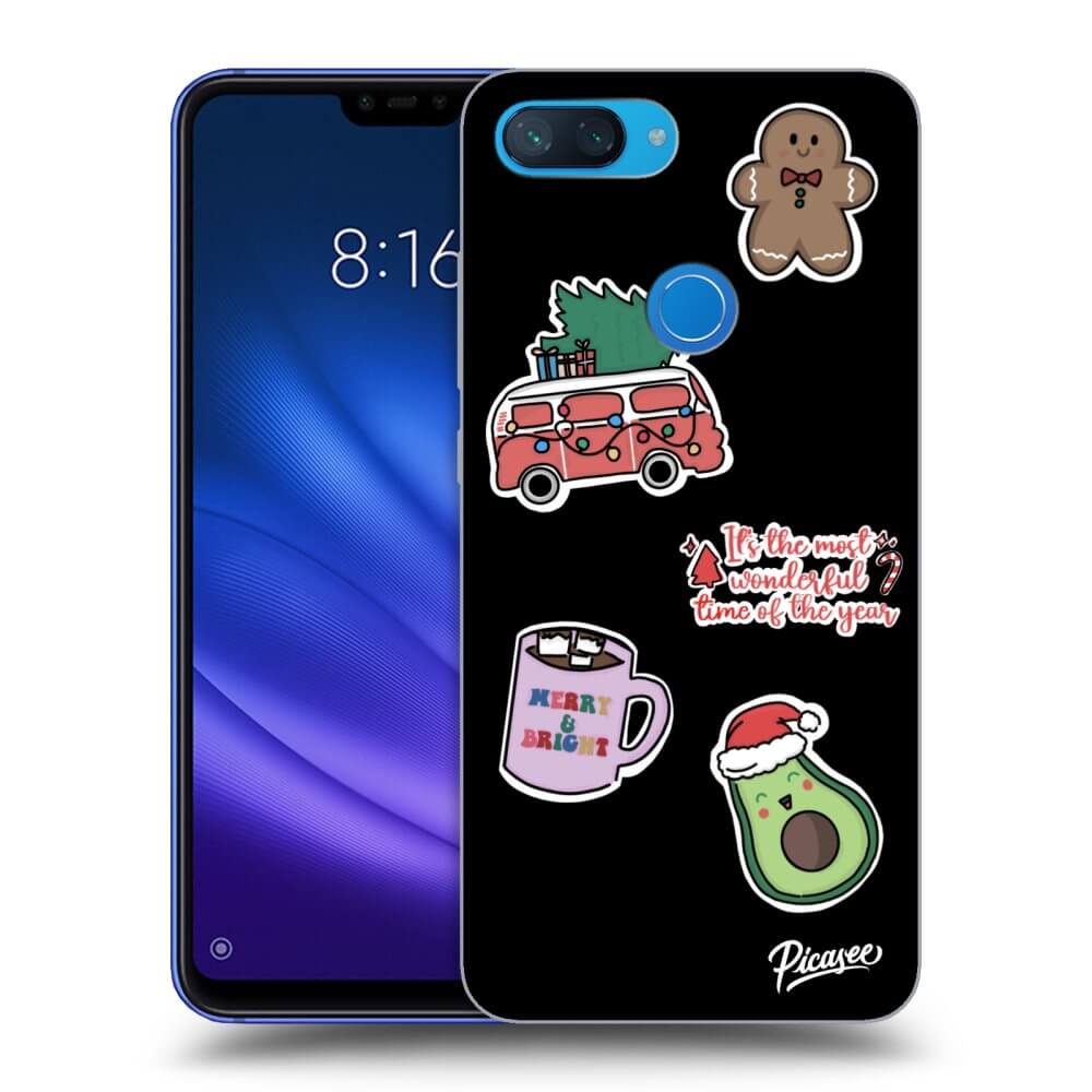 Picasee Μαύρη θήκη σιλικόνης για Xiaomi Mi 8 Lite - Christmas Stickers